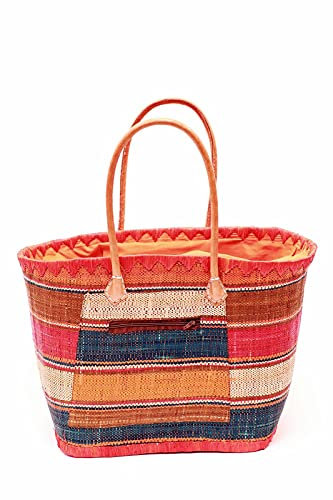 Raphia Korb Harlekin horizontal Farbmix 25 cm