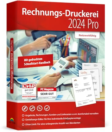 Rechnungsdruckerei 2024 PRO für Kleinunternehmer und Handwerker - Rechnungen, Lieferscheine, Angebote, Mahnungen schreiben - kompatibel mit Windows 11, 10, 8.1, 7