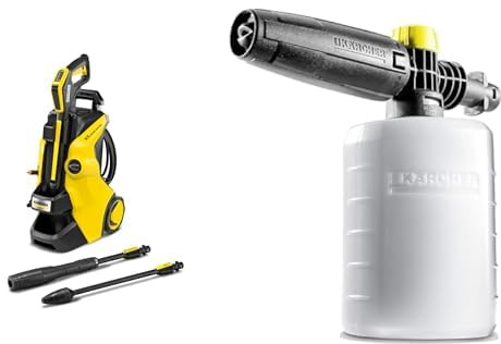Kärcher Nettoyeur Haute Pression K 5 Power Control: Support Intelligent par Une App - pour Les tâches de Nettoyage Multiples Jaune/Noir & Canon à Mousse 0,6L Accessoire pour nettoyeurs Haute Pression