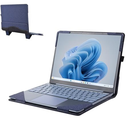 Laptop Case for Microsoft Surface Laptop Go3（ 2023 /Laptop Go2/ Laptop Go 12.4 inch Laptop PU Leather Detachable Cover (12.4in, Blue)