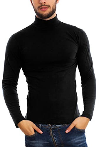 Toocool - Lupetto Uomo Maglia Manica Lunga Felpato Collo Alto Basic Caldo A6955 [XXXL,Nero]