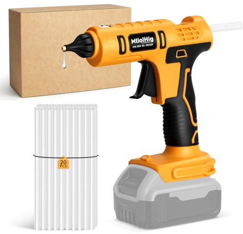 Mtiolhig Cordless Hot Glue Gun for Dewalt 18V/20V Max Battery, Handheld Electric Power Hot Glue Guns Cordless Kit with 20pcs 0.43'' Full Size Hot Glue Sticks for Crafts (Battery NOT Include)