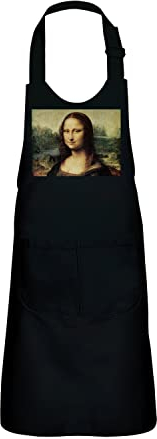 Fabulous Kinderschürze 2 Taschen Küche Schwarz Mona Lisa Leonardo da Vinci Gemälde Meisterwerk - Top Qualität