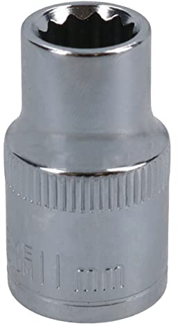 11mm 1/2in Drive Shallow Metric MM Socket 12 Sided Bi-Hex Knurled Ring