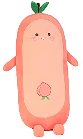ISAKEN Lange Plüsch Kissen Kawaii Erdbeere Kuscheltiere Obst Plüschkissen Cartoon Pfirsich Karotte Plüschtiere Spielzeug Plüsch Weiche Umarmung Körperkissen Geschenk Plüschkissen für Kinder Erwachsene