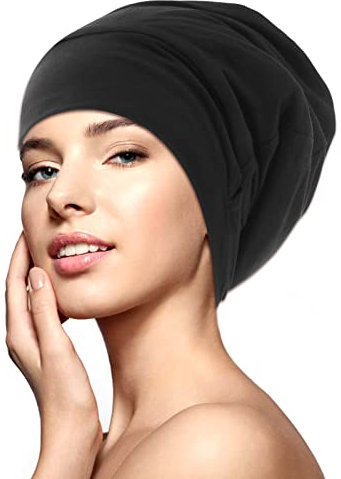 WLLHYF Seidenhaube Schlafmütze Weicher Haarwickel mit Satin Gefütterte Mütze Verstellbarer Turban Hut Krankenschwester Mütze für Mittellockiges Krauses Haar Chemotherapie Mütze für Frauen Männer