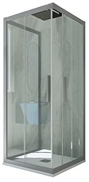 Box doccia 3 lati scorrevole 80x100x80 CM H 200 Vetro Trasparente Profilo Silver mod. Kolors Trio