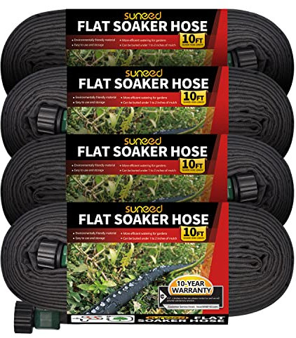 4 x manguera de jardín plana de 3 m para parterres de jardín, manguera de jardín de tela de 4,6 m para un riego eficiente y eficiente de las plantas – Tubos de goteo cortos resistentes y fáciles