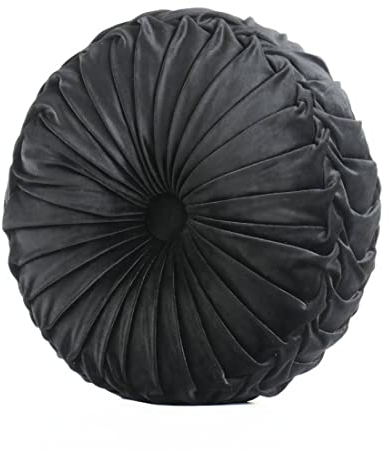 Aixingxing Runde werfen Kissen für Couch 38CM, Kürbis Rad Runde Samt Kissen für Sofa Bett Stuhl Boden Auto nach Hause dekorativ (Schwarz)