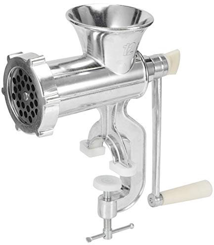 Wakects Hachoir à viande manuel en aluminium avec pince de table, taille 32, pour la fabrication de saucisses, farce de viande, dispositif de remplissage de saucisses