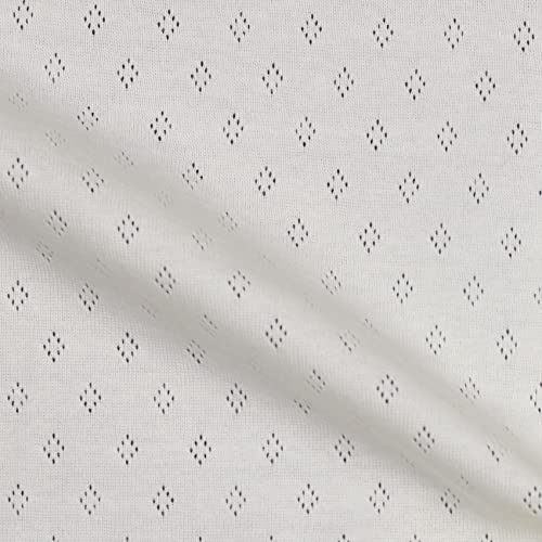 VmG-Store Pointoille-Stoff Feinstrick-Jersey mit Lochmuster Baumwollstoff OEKO-TEX Feinstrick (004 I Ecru)