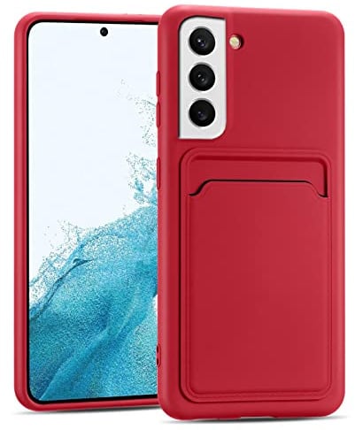CoolGadget Handyhülle mit Kartenfach für Samsung Galaxy S23 Rot | Silikon Case mit Kartenhalter auf der Rückseite, stoßfest, erhöhter Kameraschutz, dünn