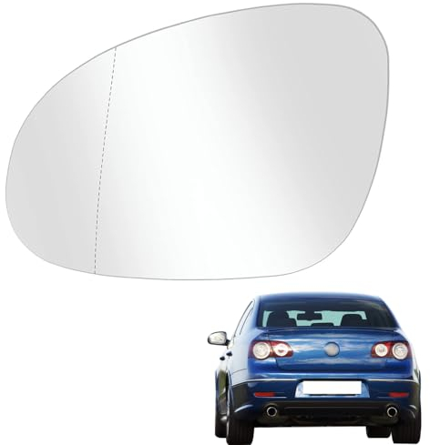 Ruolin Espejo Retrovisor Coche Izquierdo, Retrovisor Exterior Coche Cristal de Retrovisor Calefactable Compatible con Passat B6 2007-2011, Compatible con Golf MK5 2003-2008