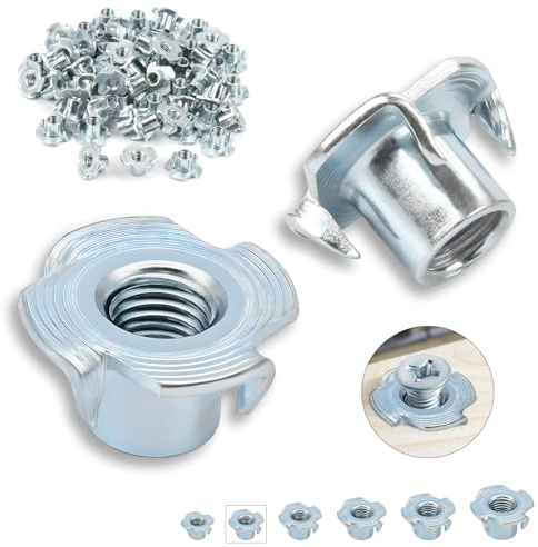 Nenull 60 dadi a innesto M5 x 8 mm, in acciaio al carbonio zincato con 4 punte, per legno, tavole, mobili, artigiani, costruzioni, pareti da arrampicata, kit di viti, fai da te