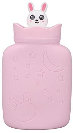 Hot Water Bottle, Hot Water Bag for Bed, Hand and Foot Warmer, Silicone Safe, Cute Design, Microwave Heating, Portable Hot Water Bottle (Pink)