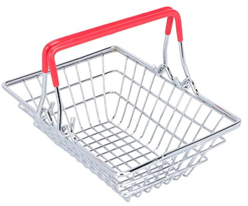 STOBAZA Mini Einkaufskorb Aus Metall Mit Griffen Handlicher Aufbewahrungskorb Für Spielzeug Kosmetik Und Kleinkram Für Rollenspiele Fotografie Supermarkt Zubehör