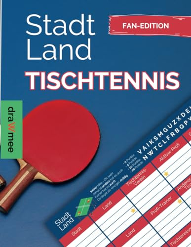 Stadt Land Tischtennis - Quiz Geschenk für Spieler & Fans: Spielblock mit 35 Blatt Din-A4 (Seiten zum Ausschneiden)