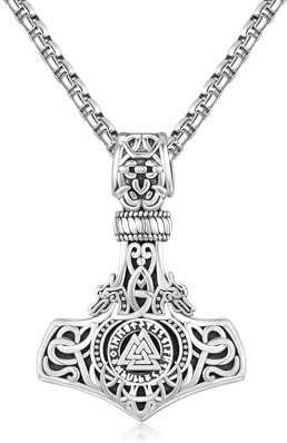 REDSUN Collier marteau de Thor Vikings en argent sterling 925 avec pendentif marteau de Thor Remorque celtique Amulette Bijoux pour hommes, fils, garçons, femmes, hommes unisexes, Argent sterling