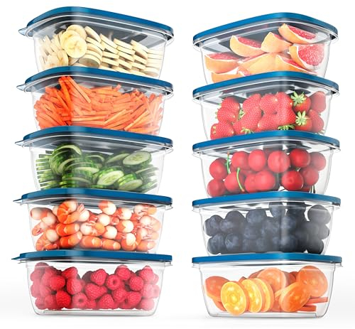 EFISH 10PCS Rechteck Kunststoff Portion Box Sets mit Deckel.Food Aufbewahrungsbox, Behälter Sets, Lebensmittellagerung, Lebensmittelbehälter, Kunststoff-Lebensmittelbehälter