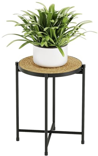 Bamworld Support Plantes Intérieur Rond, Table En Métal Moderne Pour Petits Espaces, Étagère Plante Élégante Pour Terrasse, Balcon, Jardin, Porte Plante Extérieur Et Porte Plante Intérieur