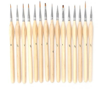 CHAMEEN Golden Maple Miniature Paint Brushes 15pc Model Brushes Micro Detail Paint Brush Set Fine Detailing for Acrylics Watercolors Paint Oils By Number Figurine Wood Color