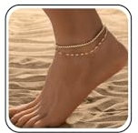 Inateannal Boho Bracelets de cheville dorés pour femmes chaîne de corde double couche bracelet de cheville minimaliste chaîne de cheville d'été plage bijoux de pied pour femmes et filles