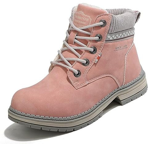 Veool Warm Gefüttert Winterschuhe Damen Schneestiefel Wasserdicht Outdoor Trekking Wanderschuhe,Rosa 39