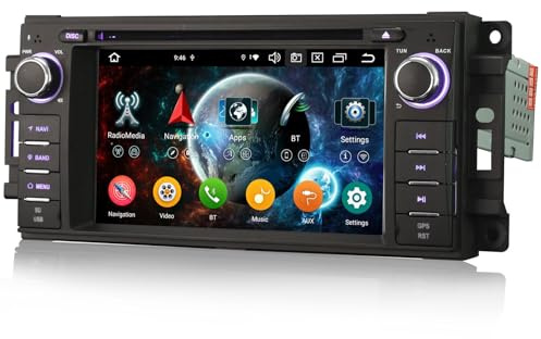 erisin 8-Core [4+64GB] Android 13 Autoradio Navigatore per Jeep Compass Wrangler Dodge Challenger Chrysler Supporto Carplay Android Auto GPS Sat Nav DSP Bluetooth 5.0 WiFi Dab+