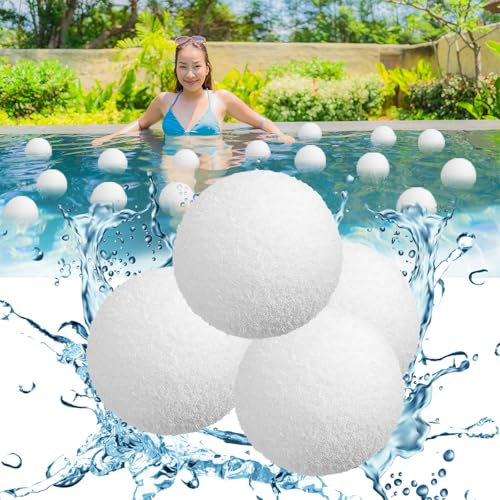 Freesdai Hot Tub Schaumabsorber, Abschäumbälle für Spa, Whirlpool & Pool Scum, Pool Must Haves 2024 Whirlpool-Skimmer, schwimmendes Whirlpool-Reiniger-Zubehör, um Wasser sauber zu halten, Weiß, 8,9