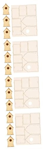 SEWACC 16 Stk Weihnachtshaus aus Holz Christbaumschmuck unvollendeter Weihnachtsschmuck kinder weihnachtsdeko weihnachten bastelset Spielzeug Weihnachtsdekorationen Holzhaus Anhänger