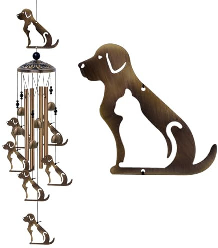 Romantisches Windspiel für den Außenbereich, Geschenke für Mama, Bronze-Gedenk-Windfänger, Beileids-Windglocke, mobile Welpendekoration, 7 Hunde, Windspiele für Zuhause, Balkon, Tür, Garten, Festival,
