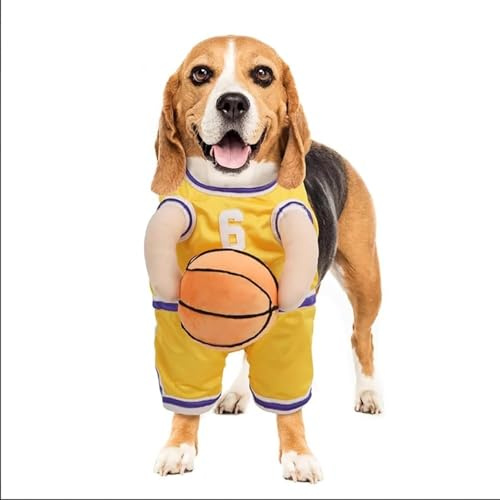 YuuFcy Hunde-Basketball-Kostüm mit Ball, Dog Basketball Halloween Costume, Hunde-Basketball-Kostüm mit Ball, Basketball-Hundekostüm, Dog Halloween Costume Basketball Player, Hundekleidung (Yellow,M)