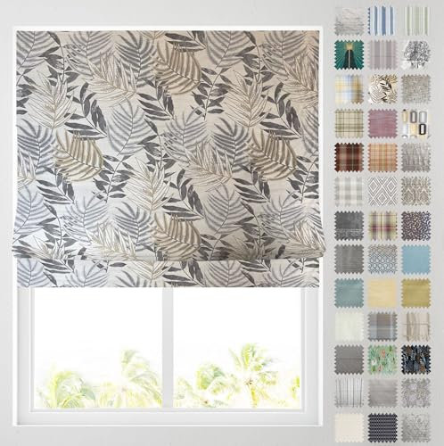 Barnes Blinds - Patterned Roman Blinds, Fully Lined, Custom Sizing Available - Durable Fittings Easy Fit (Forest Leaf Green 91.5cm)