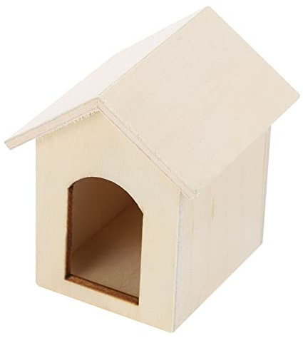 BESTonZON 1 Pc Mini-maison Décor De Sculpture Animalière Mini Décoration De Bureau Décoration Miniature Figurines De Pots De Fleurs Mini-jouet Ornement De Jardin De Poupée Bois Blanche