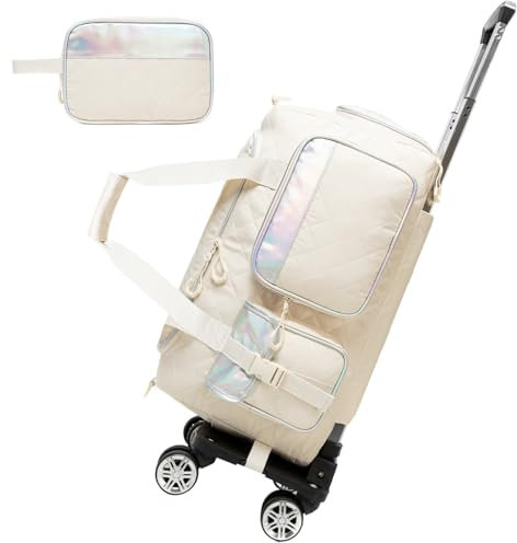 Trolley Reisetasche Mit Rollen Damen Sporttasche Mit Rollen Faltbare Sporttasche Frauen Travel Bag