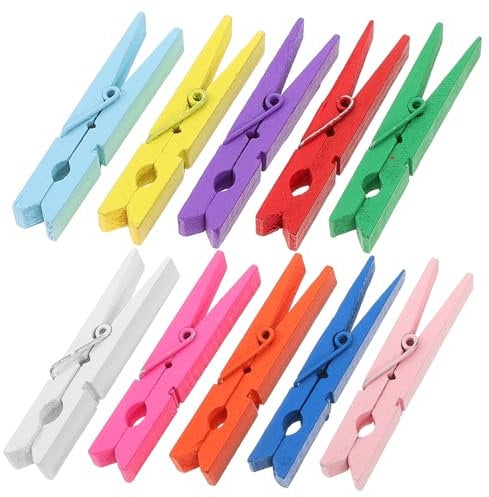 ULDIGI 50pcs Clip Wooden Snacks Candy Photo Clips Multifunctional Office Product for Home School