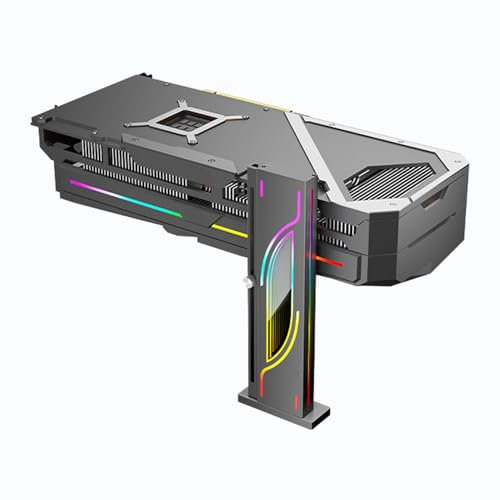 Support GPU RVB Réglable en Hauteur, Alliage en Aluminium 19-153 Mm Porte-Carte Graphique Réglable avec Base Magnétique, Support Anti-affaissement pour Le Boîtier PC (Black)