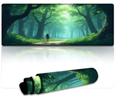 LHCXBBSLP Mousepad Firefly Forest Washable Mouse Mat 30x80cm Desk Mat with Stitched EdgesNon-Slip Rubber Waterproof&Durable for Home OfficeGaming