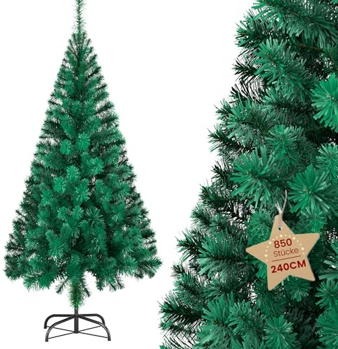 Suusolny 240CM Grün Künstliche Weihnachtsbäume PVC Weihnachtsbaum mit Ständer– Segmentmontage -Tannenförmiger Weihnachtsbaum Weihnachts Deko