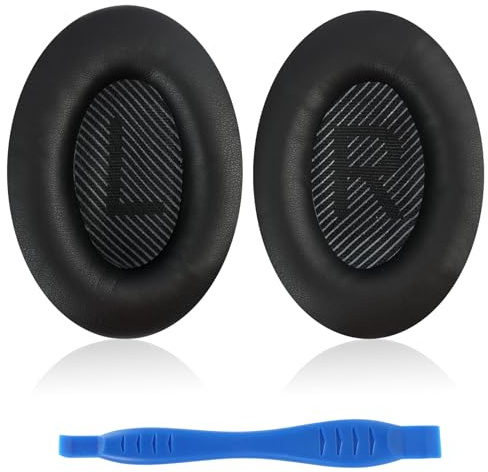 2 PCS Ersatz Ohrpolster für QC35 & QC 35 II Kopfhörer, 35 II, Austauschpolster für Over-Ear Kopfhörer, kompatibel mit QC35, QC25, QC15, QC2, AE2, AE2i, AE2w, (Schwarz)