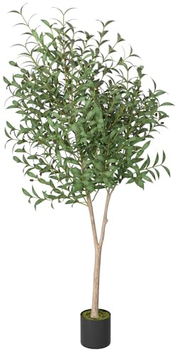 FIVMEN Planta artificial de olivo artificial, plantas de interior, plantas artificiales, como real, con maceta, plantas artificiales, plantas falsas para salón, dormitorio, oficina, decoración, 180 cm