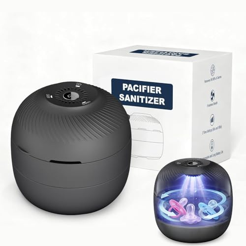 Schnuller-Box, Tragbare UV-C Box für Schnuller, USB-wiederaufladbare Mini-Schnuller-Box, 2 Zeiteinstellungen (60s und 180s) mit Ventilator, Schnellladung und lange Akkulaufzeit.