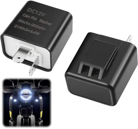 2 Pieces Centrale pour Clignotants Moto, Automatique Relais 12V 2 Broches | Pour Clignotant Moto LED, Clignotant Moto Ampoule, Avec Engrenage Réglable, Boîtier Ignifuge