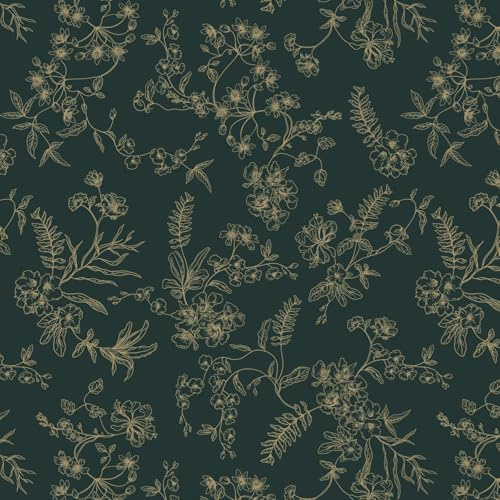 Timeet Peel and Stick Wallpaper Self Adhesive Wallpaper Leaf Floral Green and Gold 44CMX3M Vinyl Warp Waterproof for Bedroom Living Room Kitchen Wall Cabinet Shelf