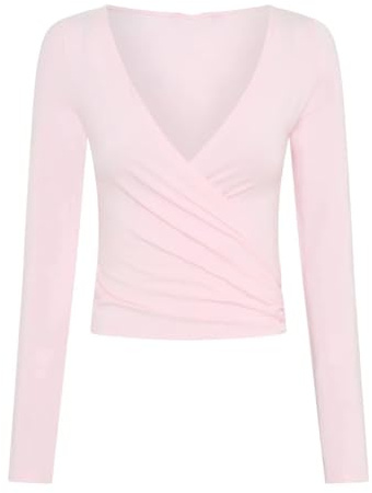 Cache Coeur Femme Chemisier Cache-cœur for Femme, Haut De Sport, De Pilates, D'entraînement, De Ballet, À Nouer Soi-même, Manches Longues