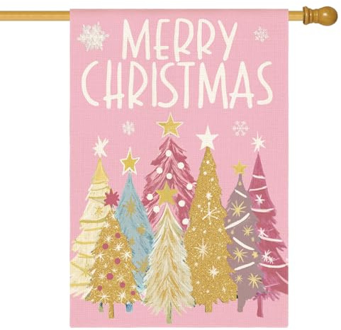 Drapeau Joyeux Noël Drapeaux De Jardin Léger Bannière Double Face Polyester Pour Noël Ferme 30X45Cm