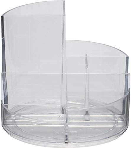 Maul Schreibtisch Organizer MAULrundbox Ø14x12,5cm | Organizer mit 6 Fächern | Stiftehalter für Stifte, Marker und Schere | Stifte Organizer für Büro und Schreibtisch | Transparent