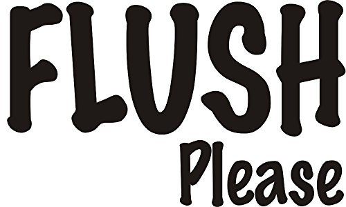 Flush Please Funny Joke Toilet Seat Sticker - Black Text, Approx 3.5x5.5