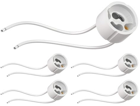 ledscom.de 5 Stück GU10 Fassung, Keramik, weiß, 230V AC, max. 25W