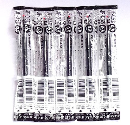 Zebra JF-0.5 Gel Ink Pen Refill, 0.5 mm, Black, 5 Refills per Pack (Japan Import) [Komainu-Dou Original Package] by Zebra